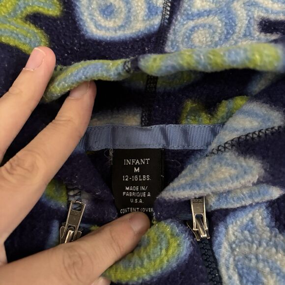 Patagonia Fleece Bunting Baby Infant 3-6 Months Zen Turtle Fish VINTAGE 90s RARE - Picture 4 of 10